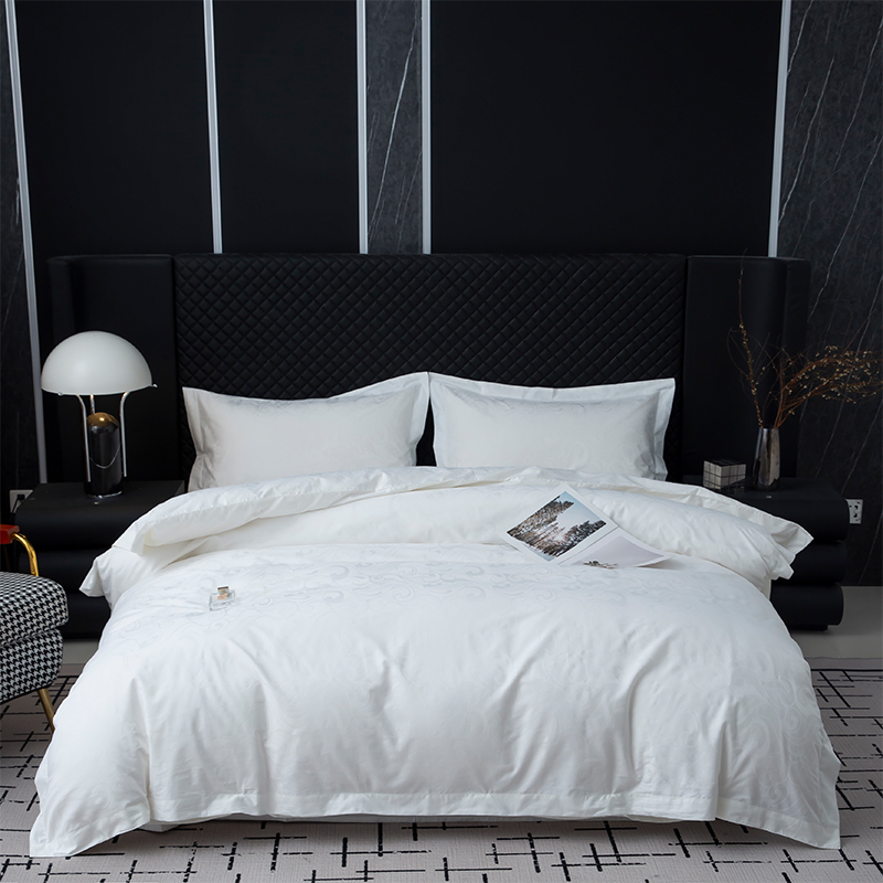 Новый комплект постельного белья для гостиничных спален из 100% хлопкового сатина белого цвета с жаккардовым узором